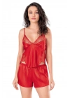 Beruflic  Kırmızı Saten Babydoll Şort Takımı