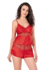 Beruflic  Kırmızı Saten Babydoll Şort Takımı