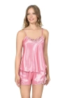 Beruflic  Koyu Pembe saten Babydoll Şort Takım