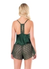Beruflic  Koyu Yeşil Saten Babydoll Şort Takımı