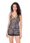 Beruflic  Leopar Saten Babydoll Şort Takımı
