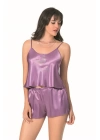 Beruflic  Lila Saten Babydoll Şort Takımı