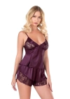 Beruflic  Mürdüm Saten Babydoll Şort Takımı