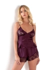Beruflic  Mürdüm Saten Babydoll Şort Takımı