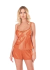 Beruflic  Oranj Saten Babydoll Şort Takımı
