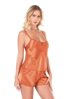 Beruflic  Oranj Saten Babydoll Şort Takımı