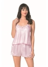 Beruflic  Pembe Saten Babydoll Şort Takımı