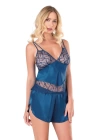 Beruflic  Petrol Mavisi Saten Babydoll Şort Takımı