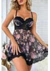 Siyah Desenli Mini Gecelik 15700