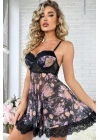 Siyah Desenli Mini Gecelik 15700