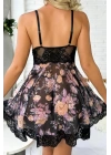 Siyah Desenli Mini Gecelik 15700