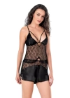 Beruflic  Siyah Saten Babydoll Şort Takımı