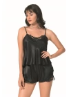 Beruflic  Siyah Saten Babydoll Şort Takımı