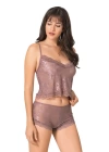 Beruflic  Vizon Jakarlı Babydoll Şort Takımı