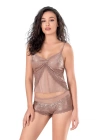 Beruflic  Vizon Jakarlı Babydoll Şort Takımı