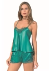 Beruflic  Zümrüt Saten Babydoll Şort Takımı