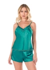 Beruflic  Zümrüt Saten Babydoll Şort Takımı 9102