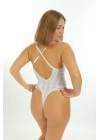 Beyaz Çizgili Bodysuit - 877