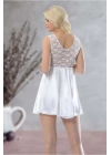 Beyaz Dantelli Saten Gecelik - M-395