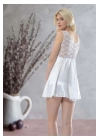 Beyaz Dantelli Saten Gecelik - M-395