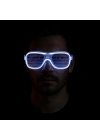 Beyaz Led Işıklı Parti Gözlüğü - Neon Glow Şerit Gözlük 3 Modlu