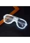 Beyaz Led Işıklı Parti Gözlüğü - Neon Glow Şerit Gözlük 3 Modlu