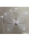 Beyaz Renk Kelebek Kanadı Tacı Ve Sopası 50x37 Cm