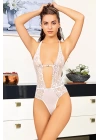 Beyaz Taşlı Bodysuit - 889