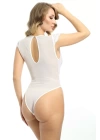Beyaz Yarım Kol Dantel Bodysuit - 894