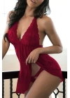 Bordo Dantelli Gecelik Takım Tm1253