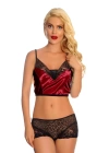 Bordo Saten Dantelli Babydoll Şortlu Takım - 288
