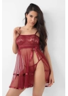 Bordo Şifon Pileli Gecelik-835