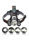Boruit T6 Kafa Feneri 5000 Lumens 3Xcree Xm-T6+2R5 Lamba Led Kamp Lambası