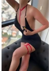 Boyun Bağlamalı Ve Seksi Bacak Harness Takım