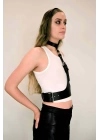 Boyun Bağlantılı Korse Kemer Harness, Kadın Deri Bel Kemeri - Apft1297