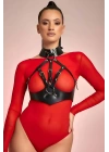 Boyundan Bağlamalı Göğsü Açık Deri Fantazi Sütyen Harness - Brf1286