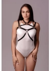 Boyunluklu Göğsü Açık Deri Fantazi Harness 1109