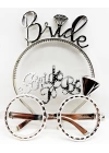 Bride Yazılı Taç ve Bride To Be Yazılı Gözlük Seti Gümüş Renk