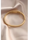Çelik Gold Renk Kaburga Model Kelepçe Kadın Bileklik - TJ-BB4662