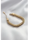 Çelik Gold Renk Kalın Zincir Model Kadın Bileklik - TJ-BB4693