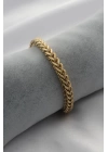 Çelik Gold Renk Kalın Zincir Model Kadın Bileklik - TJ-BB4693