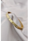 Çelik Gold Renk Zirkon Taşlı Bileklik - TJ-BB4119