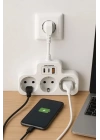 Çoklu Kablolu Priz Yüksek Gerilim Korumalı 3’lü Priz 1x Usb 2x Type-c Çıkışlı Grup Priz Çoğaltıcı Siyah