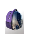 Deri Astronot Kedi Ve Köpek Taşıma Çantası Mor