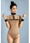 Deri Boyun Tasmalı Kelepçeli Harness, Fantazi Kelepçe Takımı - Brf1052