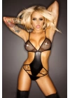 Deri Detaylı Seksi Siyah Dantelli Babydoll Tm1243
