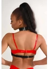 Deri Fantezi Harness Büstiyer, Seksi Kadın Deri İç Giyim - Brf1237