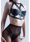 Deri Göğüs Ve Tanga Takım Harness, Göğsü Açık Fantazi Takım - Brf1152