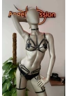 Deri Jartiyer Siyah Harness Takım - Brf451