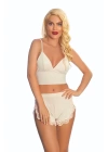 Ekru Lcralı Babydoll Şortlu Takım - 319